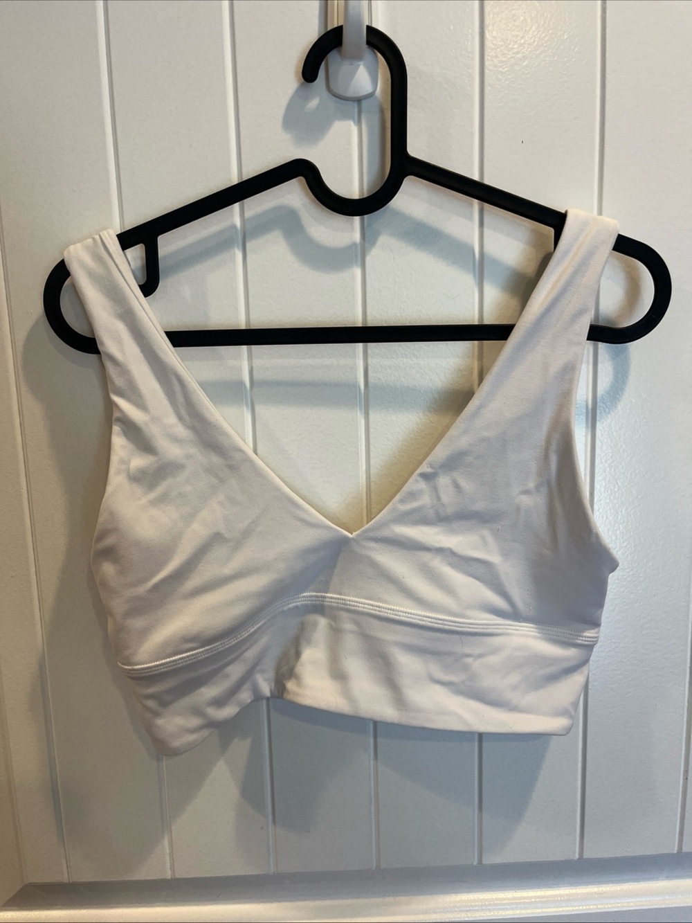 lululemon athletica White V-Neck Seam-Detail Crop Camisole